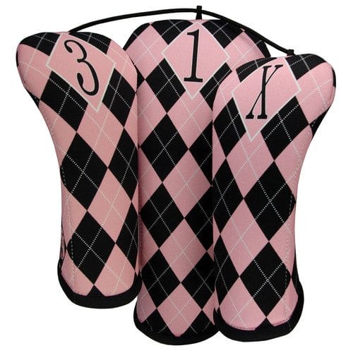 Pink Argyle Golf Headcovers